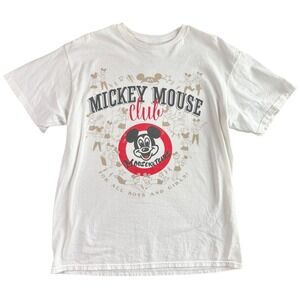 Disney Mickey Mouse Club Mouseketeers Graphic T-Shirt White Womens XL Short Slv